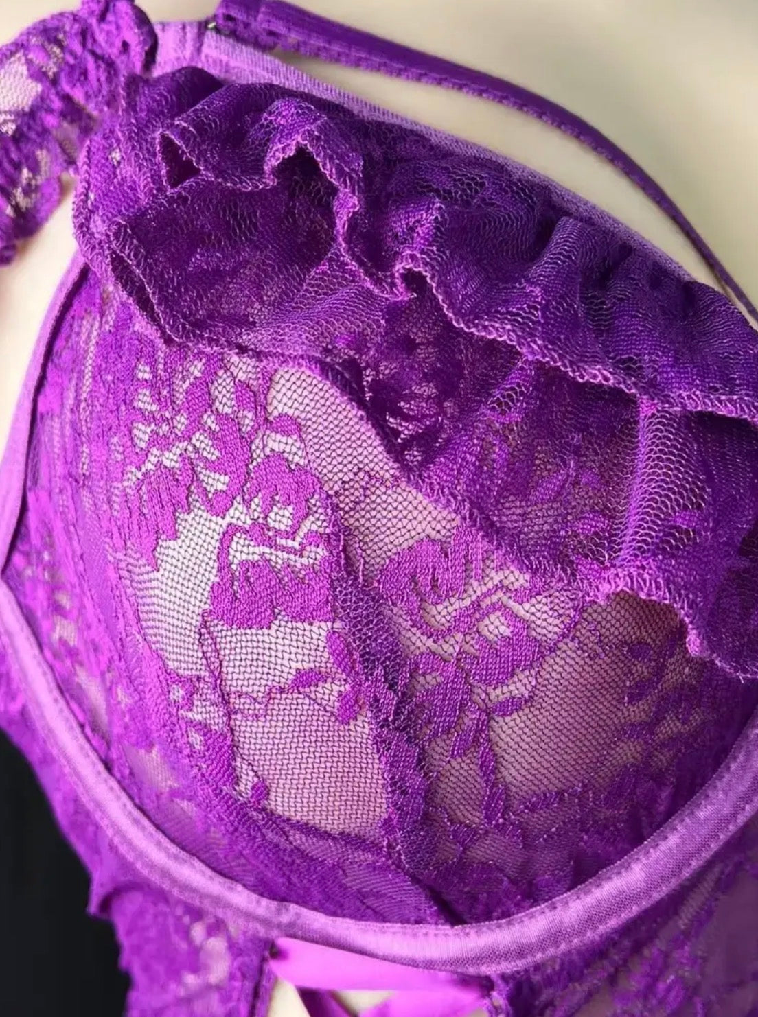 Plus Size Floral Lace Open-Crotch Teddy Lingerie