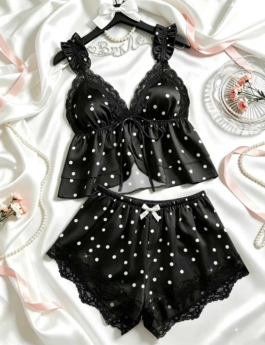 Midnight Dots Lace-Trim Cami & Shorts Pyjama Set