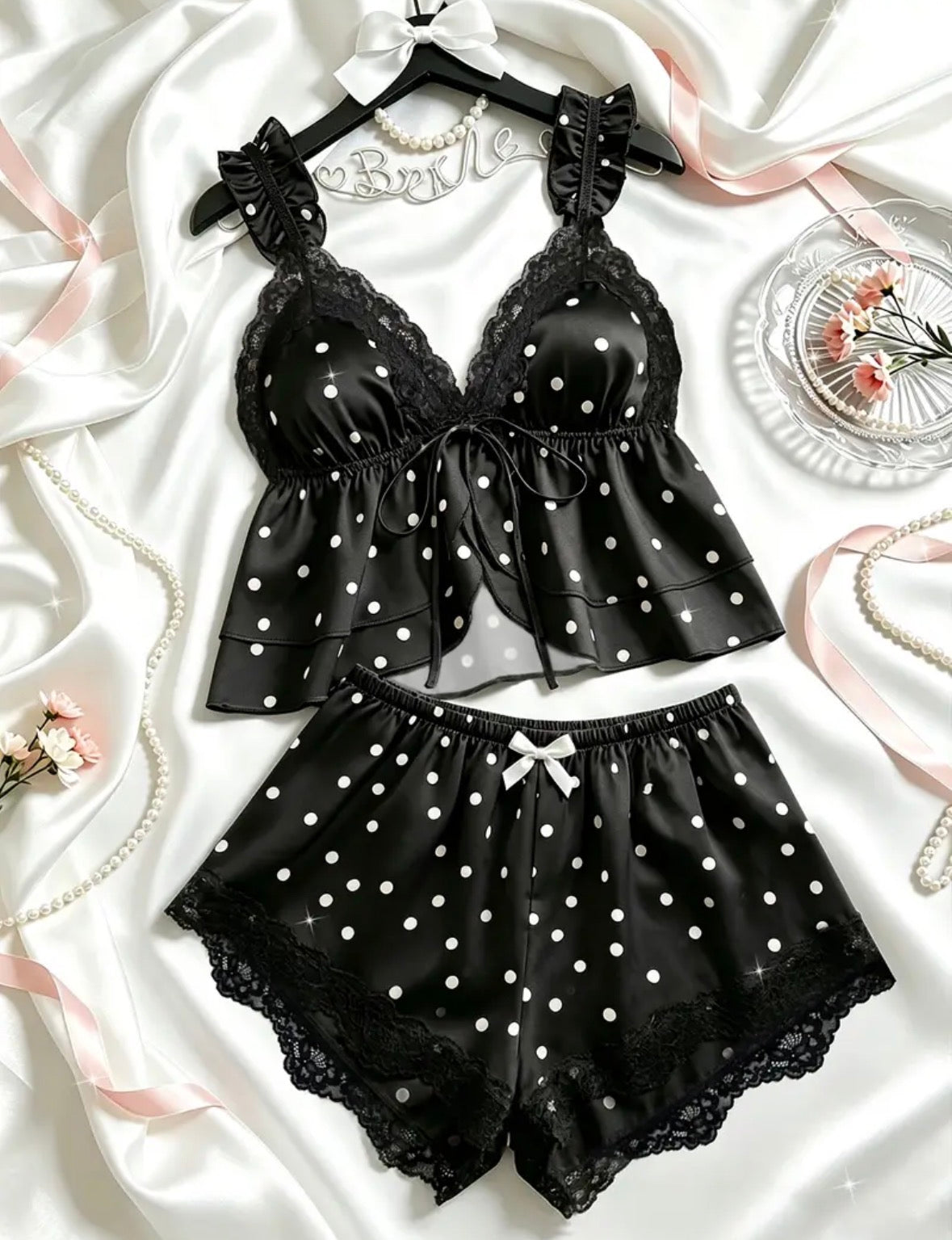 Midnight Dots Lace-Trim Cami & Shorts Pyjama Set