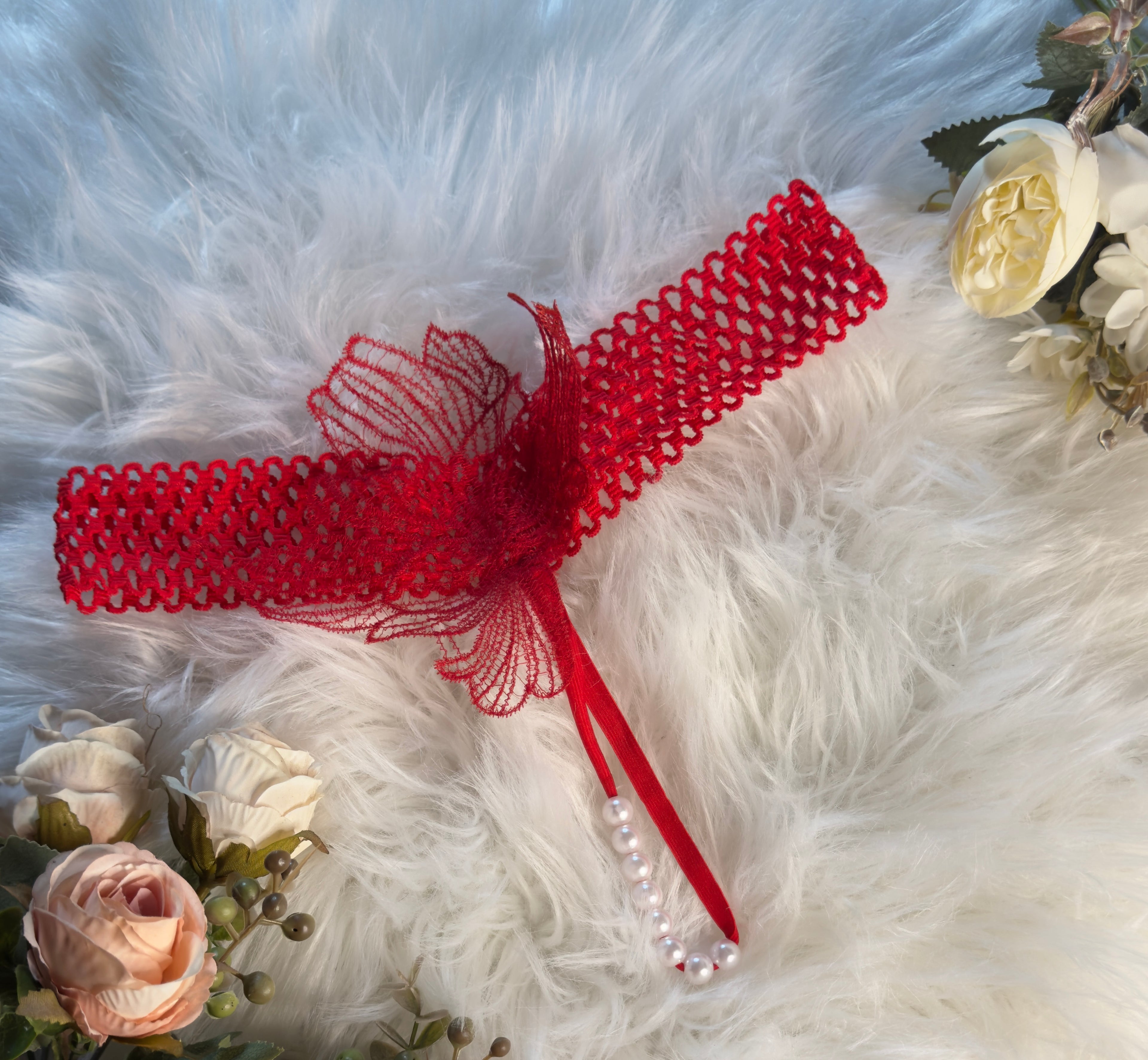Red Lace Pearl Thong