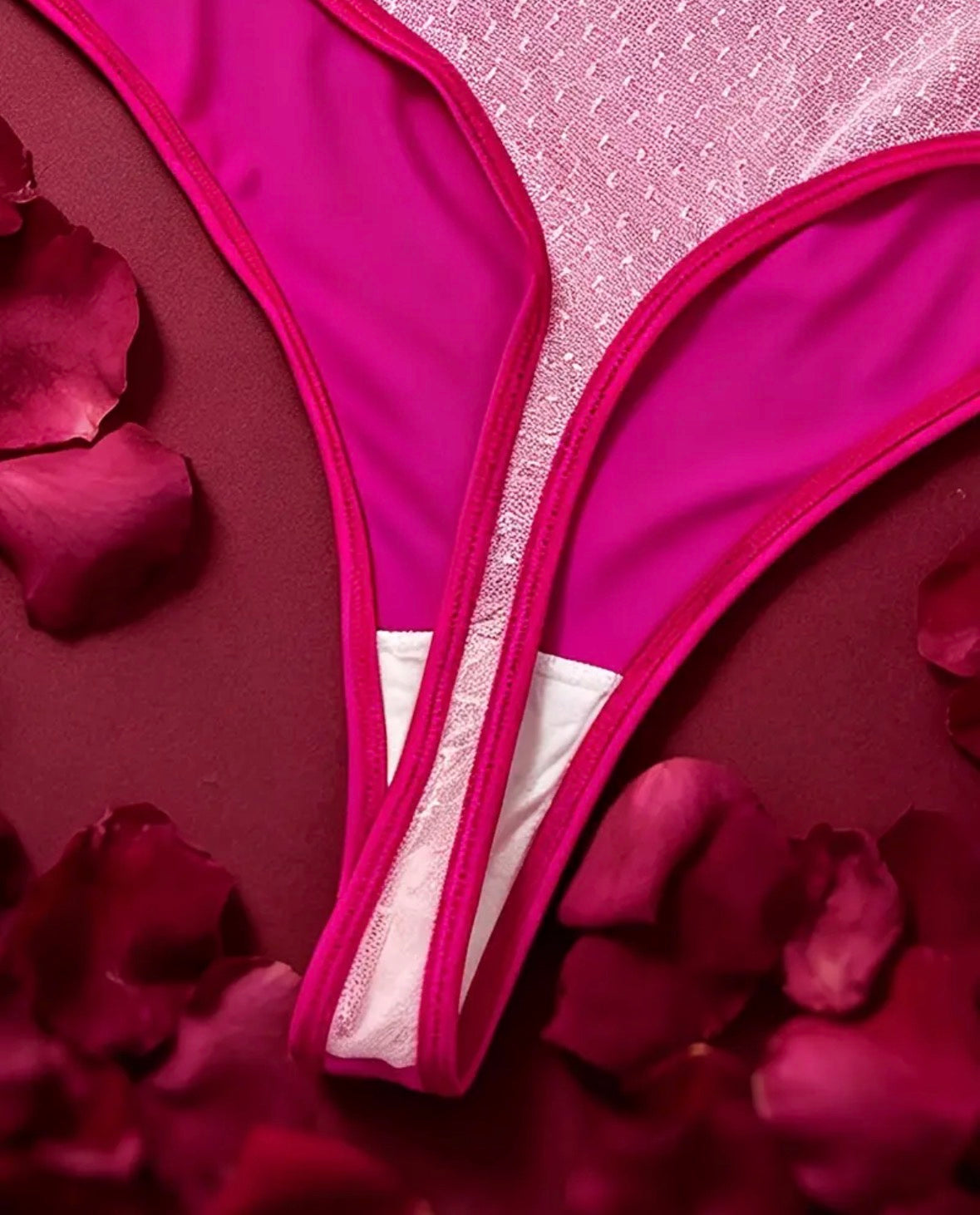 Pink Passion Lace & Mesh Lingerie Bodysuit