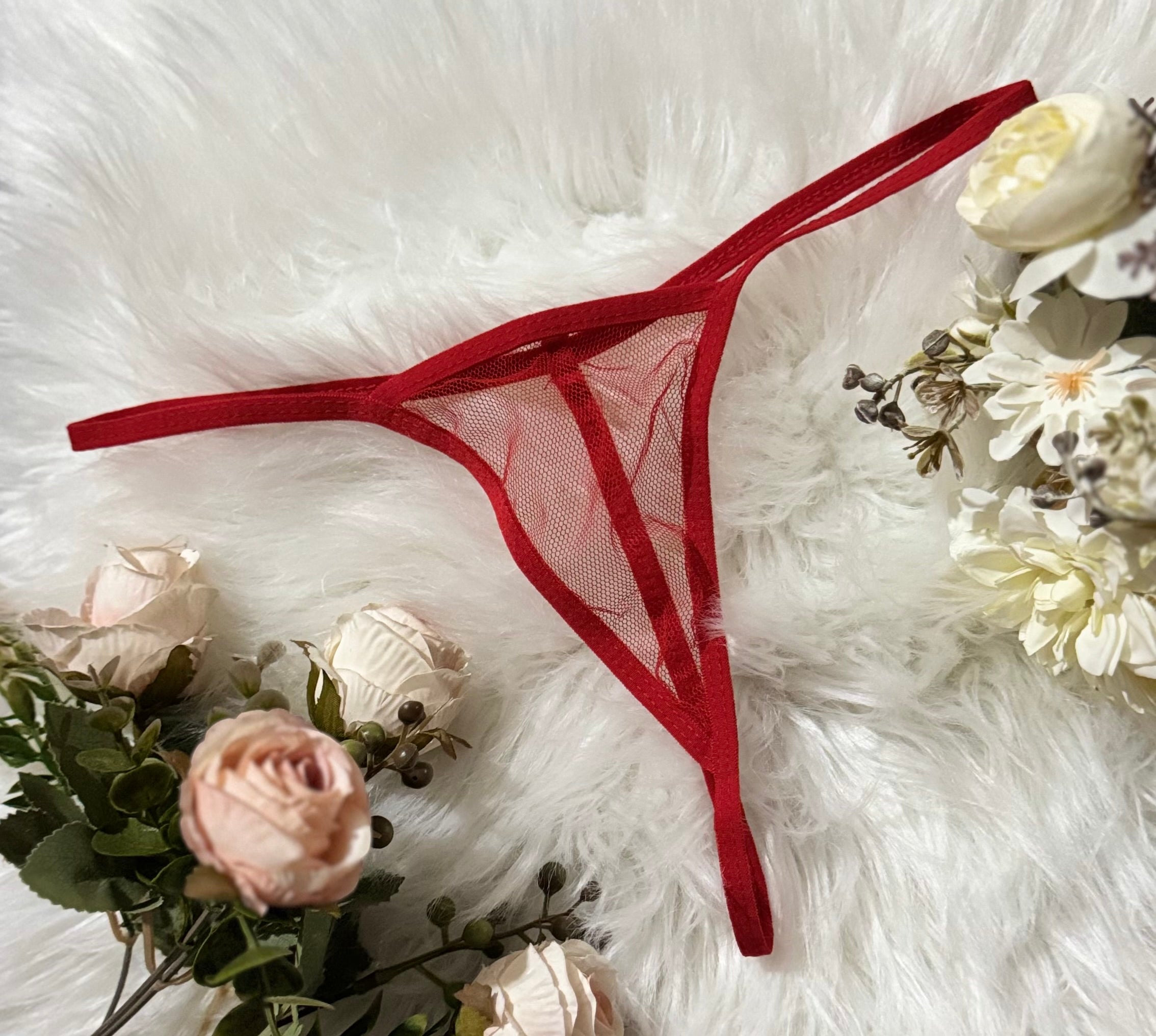 Red Mesh Thong
