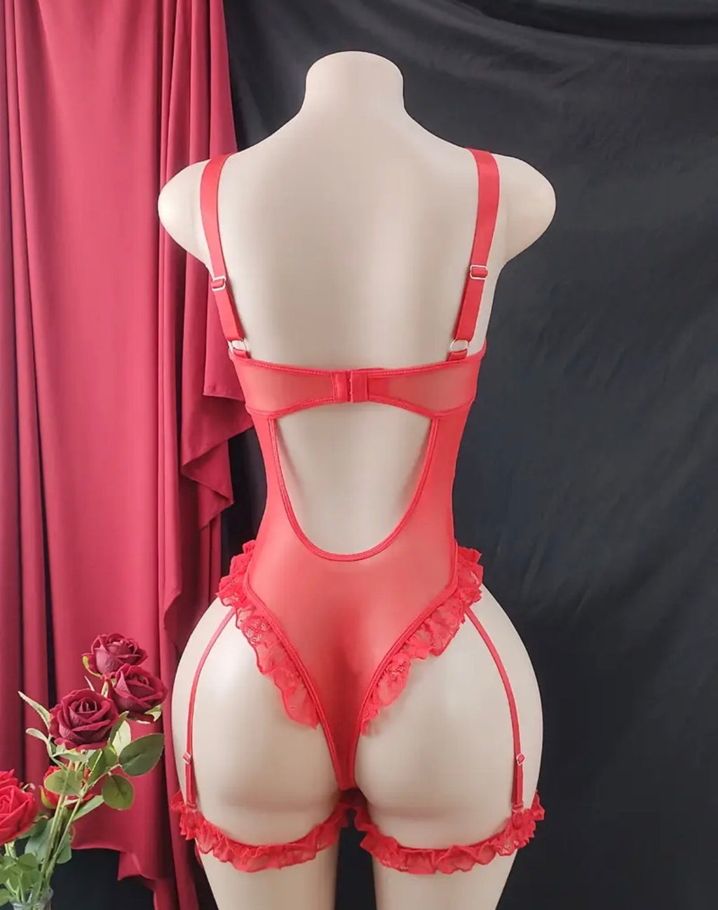 Lustrous Bloom Lace Cutout Garter Bodysuit