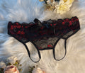 Black & Red Floral Lace Crotchless Panty