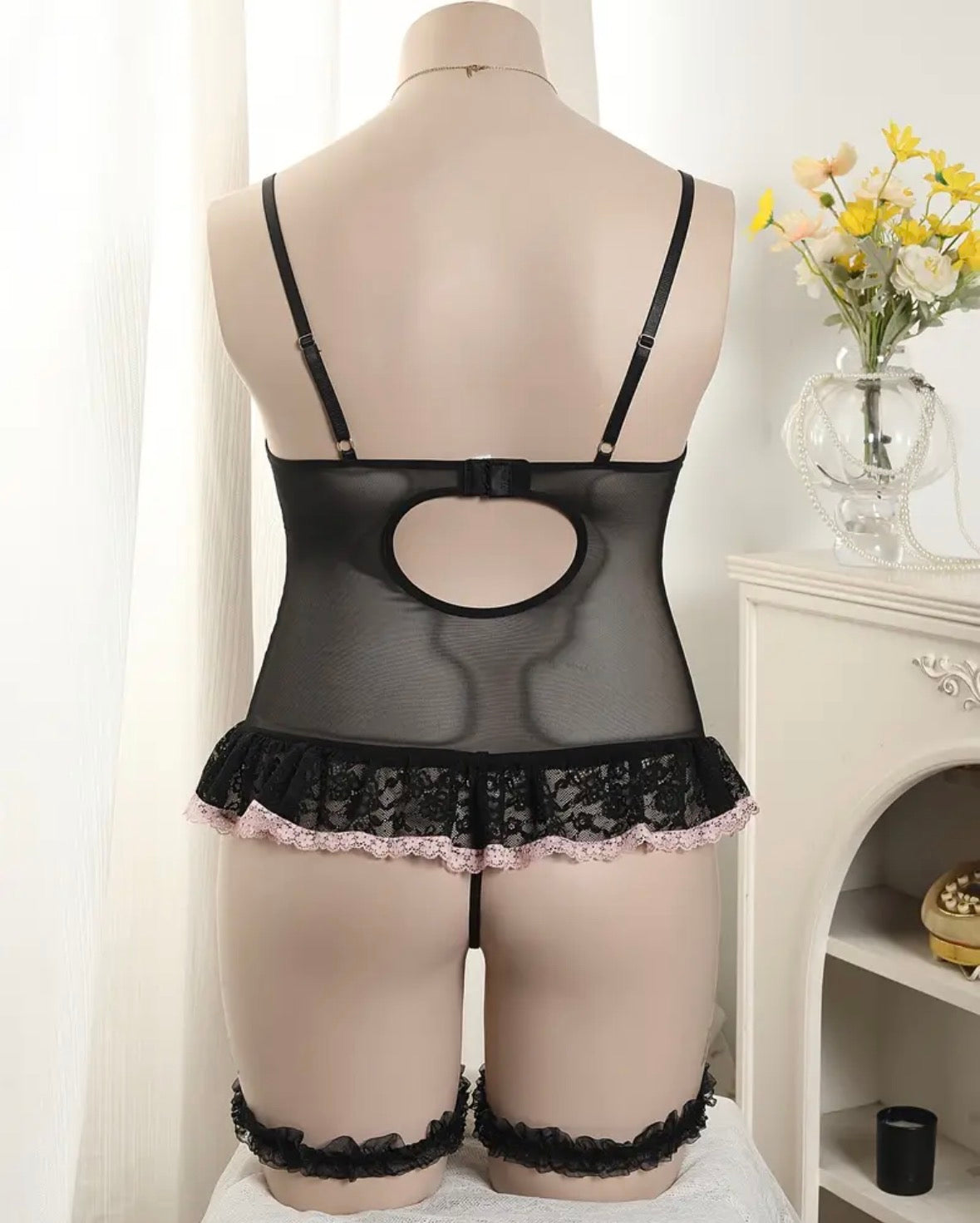 Blush Romance Plus Size Lace Corset-Style Garter Lingerie