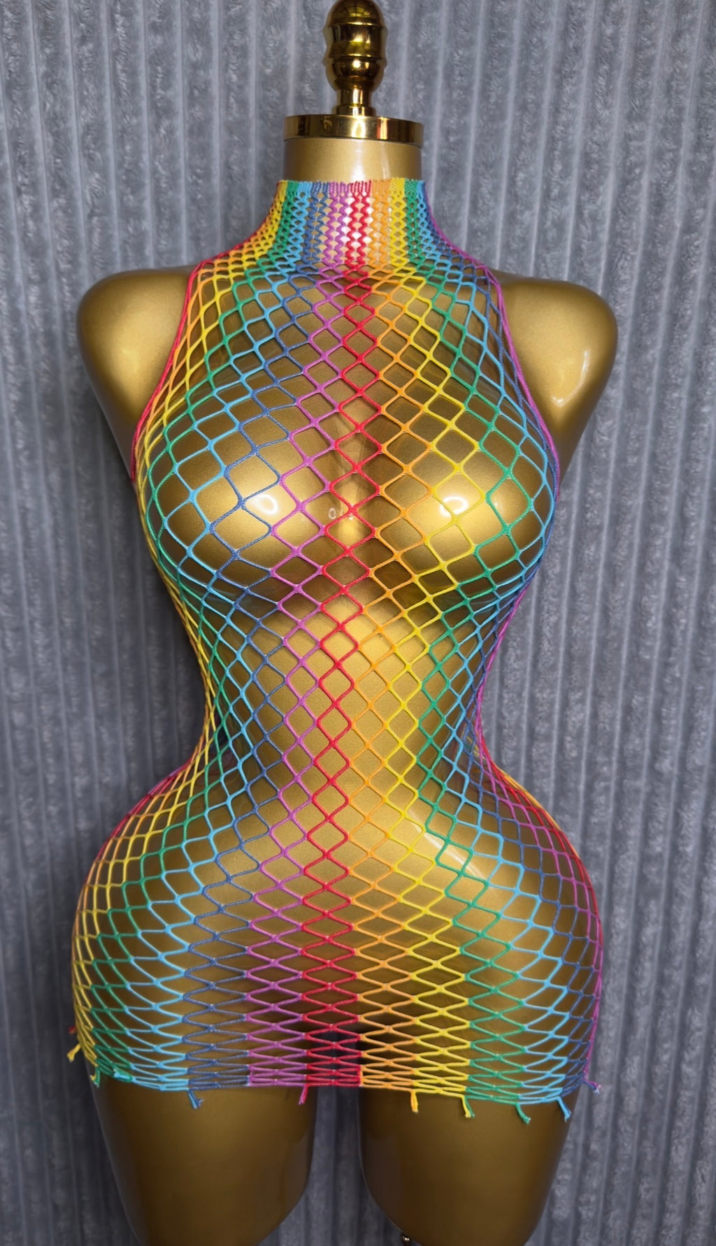 Rainbow Fishnet Cover Up