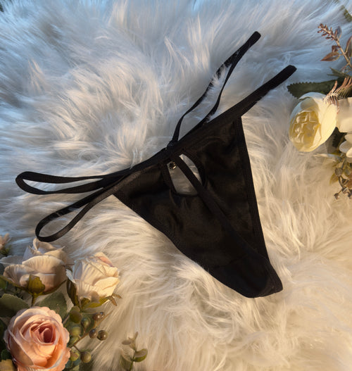 Black Satin Double-Strap G-String
