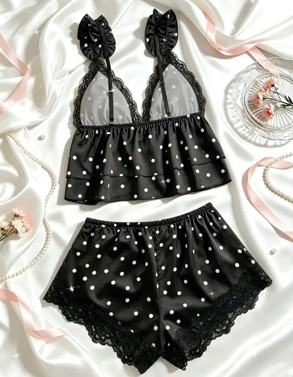 Midnight Dots Lace-Trim Cami & Shorts Pyjama Set