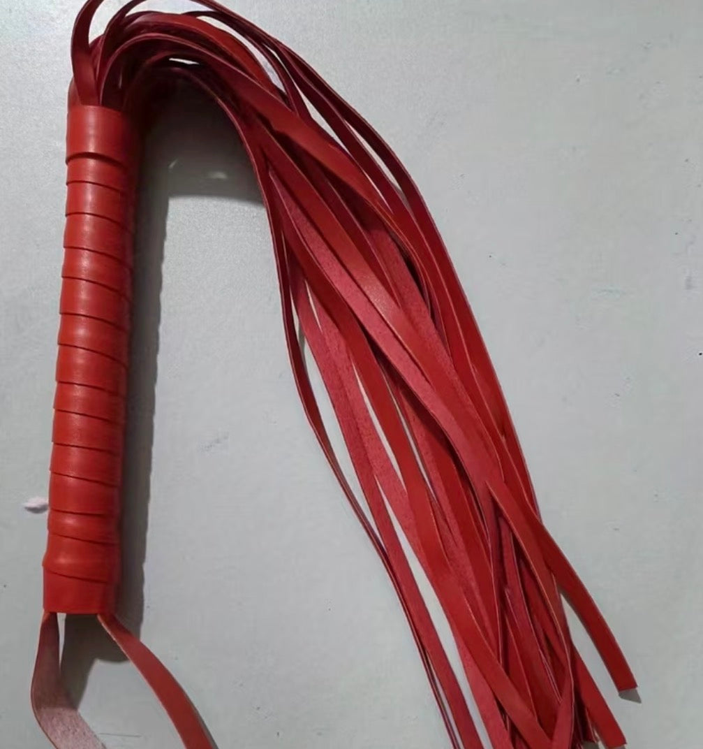 Red Faux Leather Flogger Whip