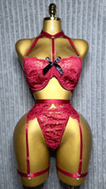 Scarlet Romance Strappy Lace Garter Lingerie Set