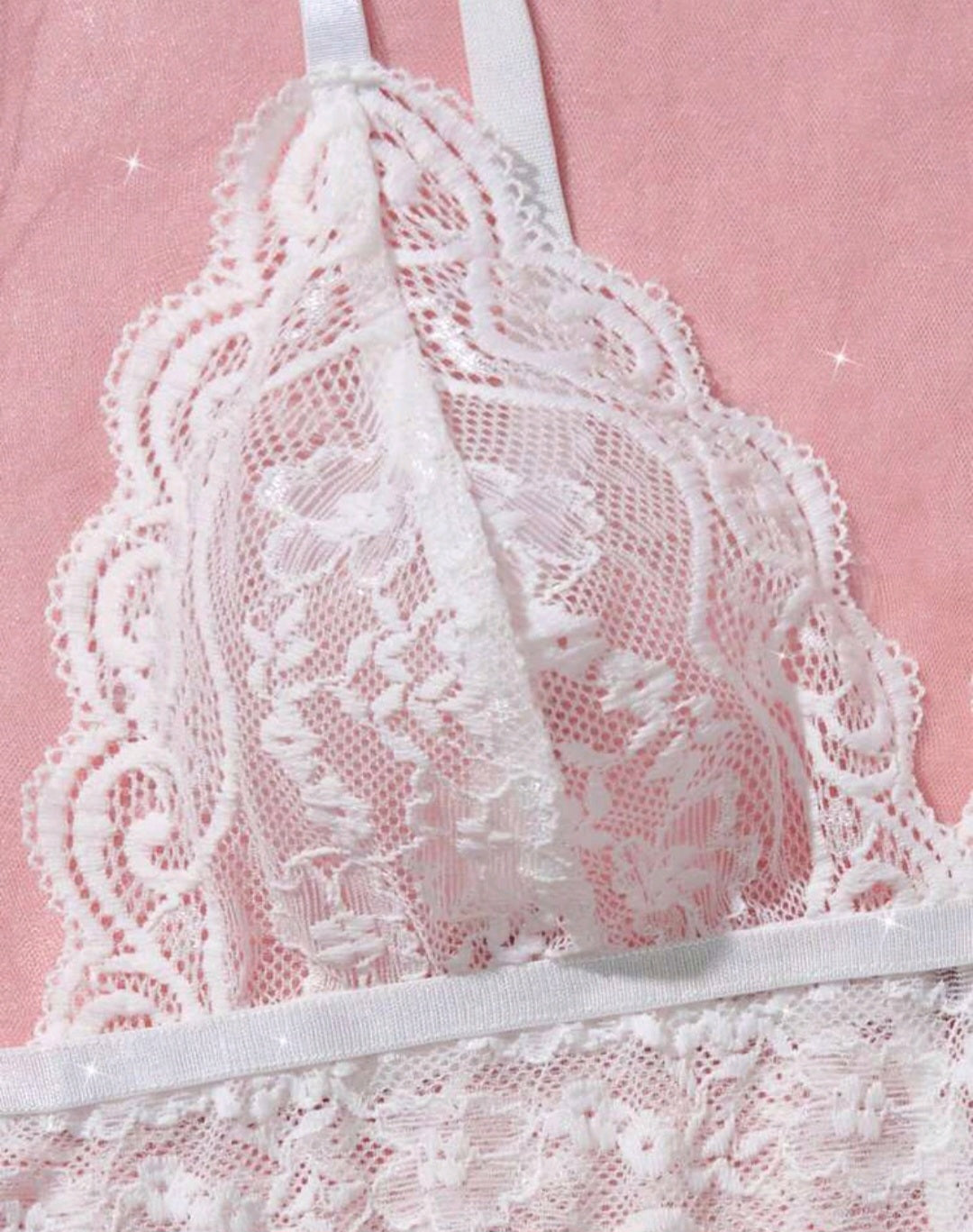 Striped Satin Lace Lingerie Set