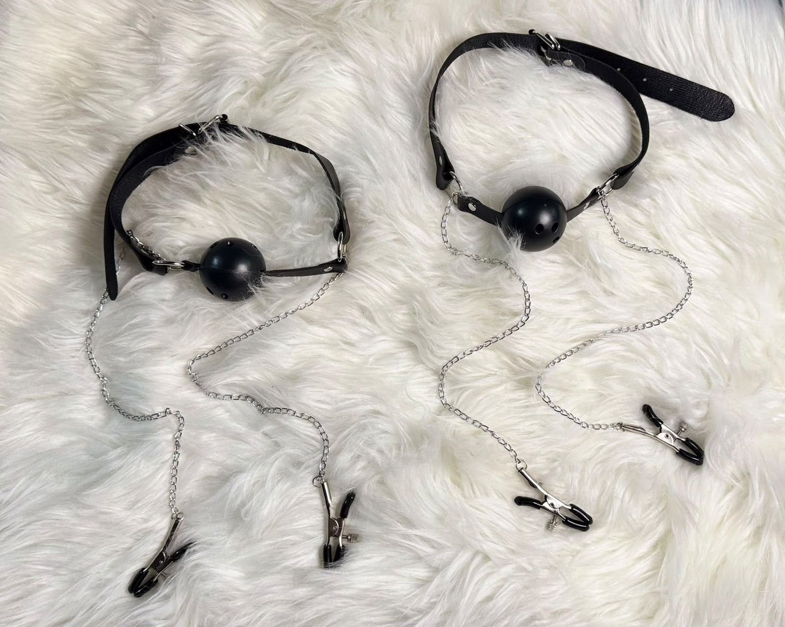 Breathable Ball Gag with Nipple Clamps