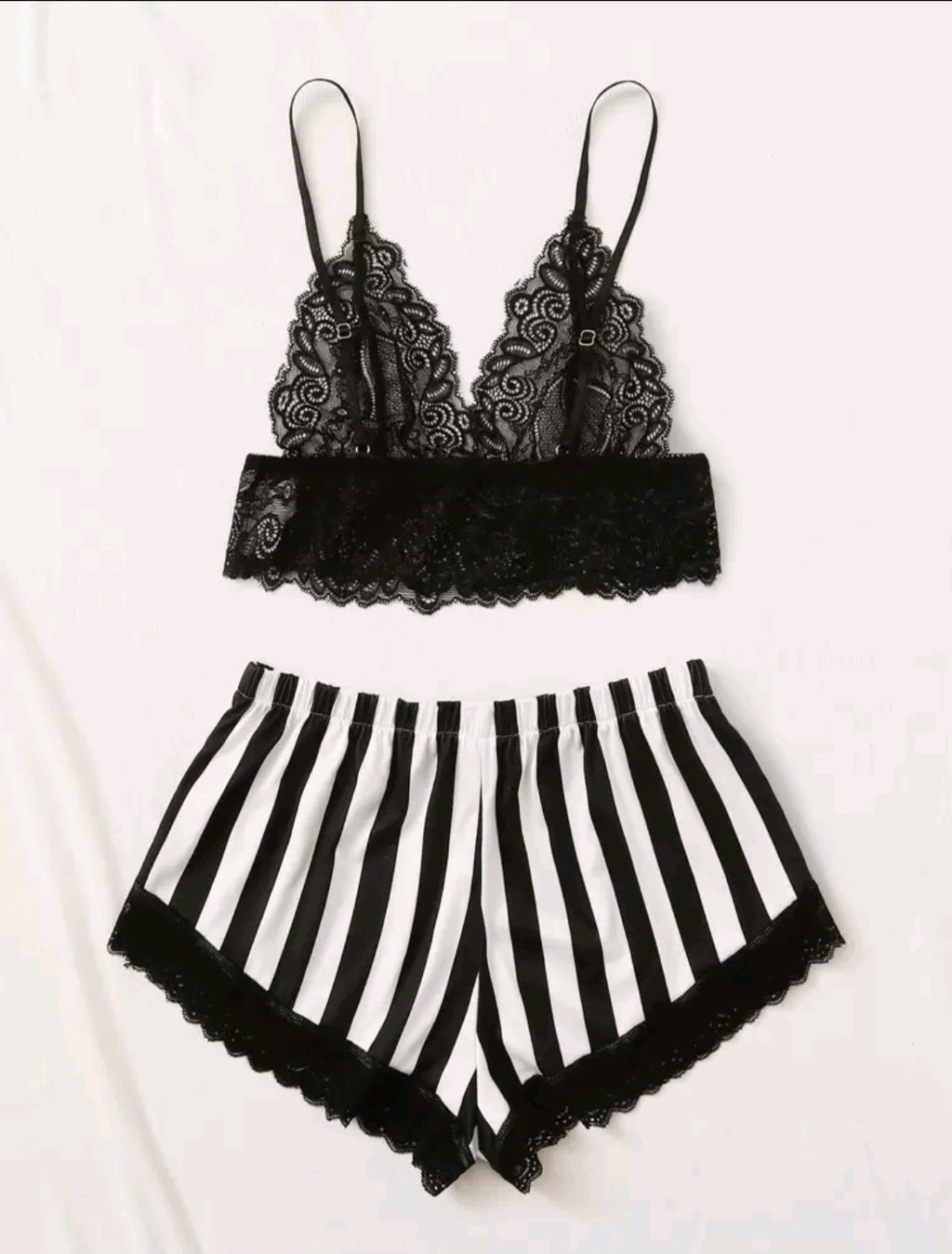 Bralette and Striped Shorts Lingerie