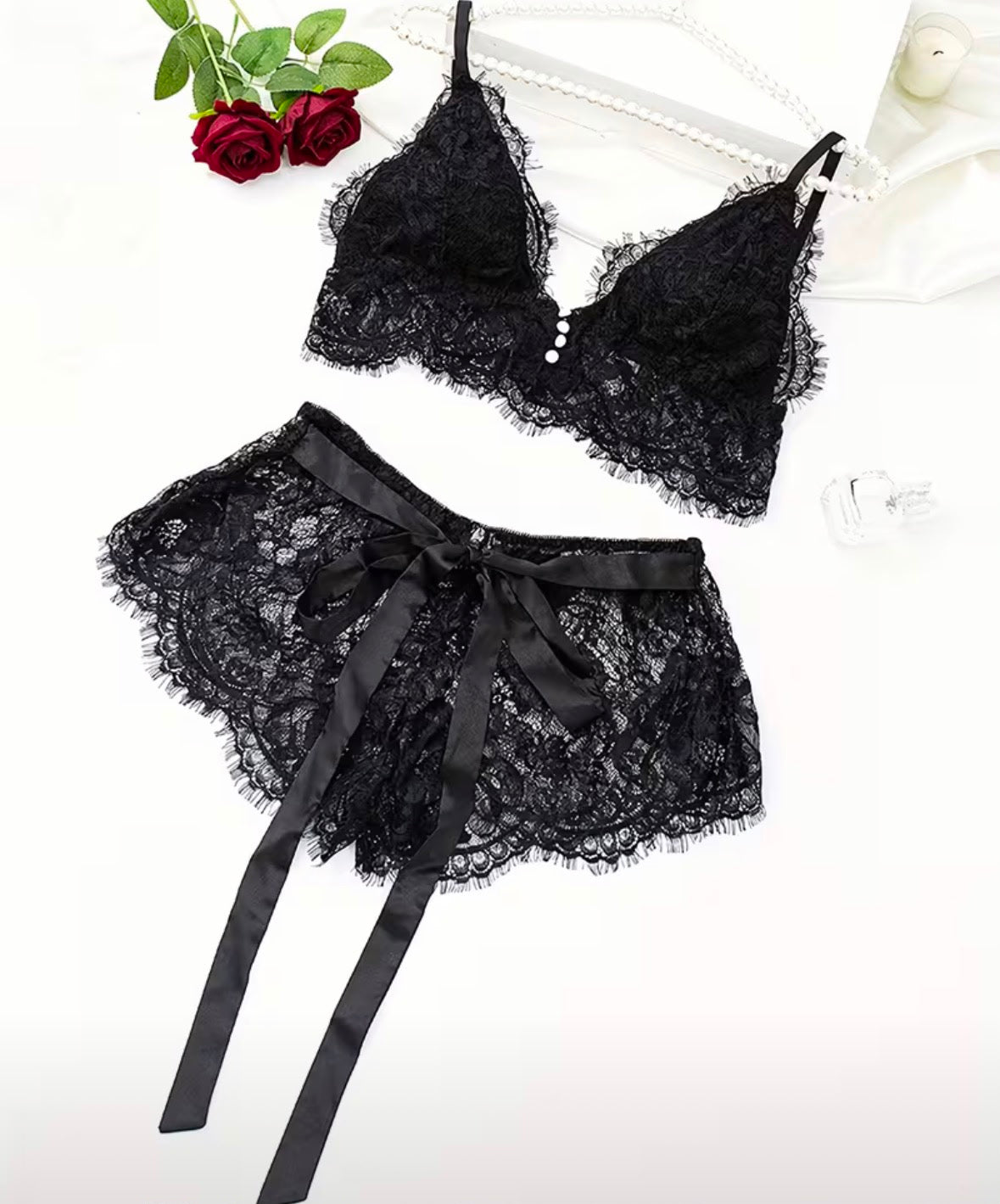 Plus Size Lace Transparent Lingerie Set