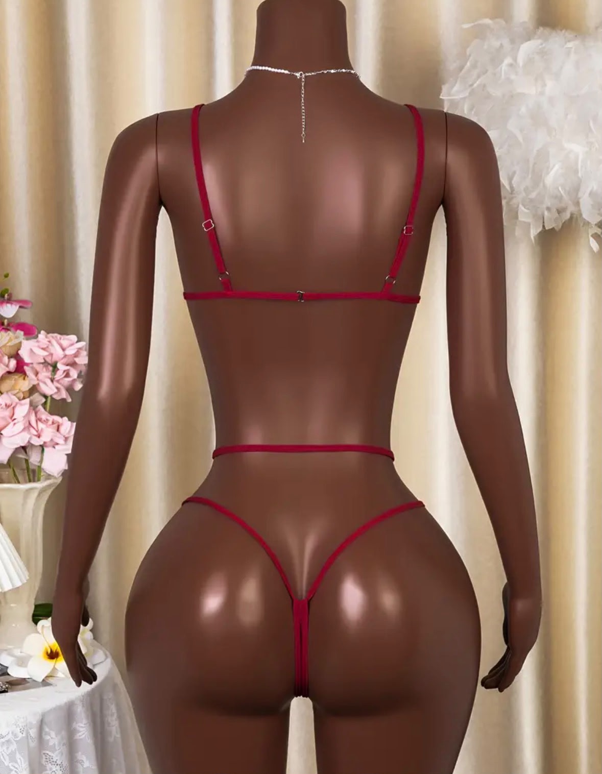 Deep V Floral Hollow Out Teddy Lingerie