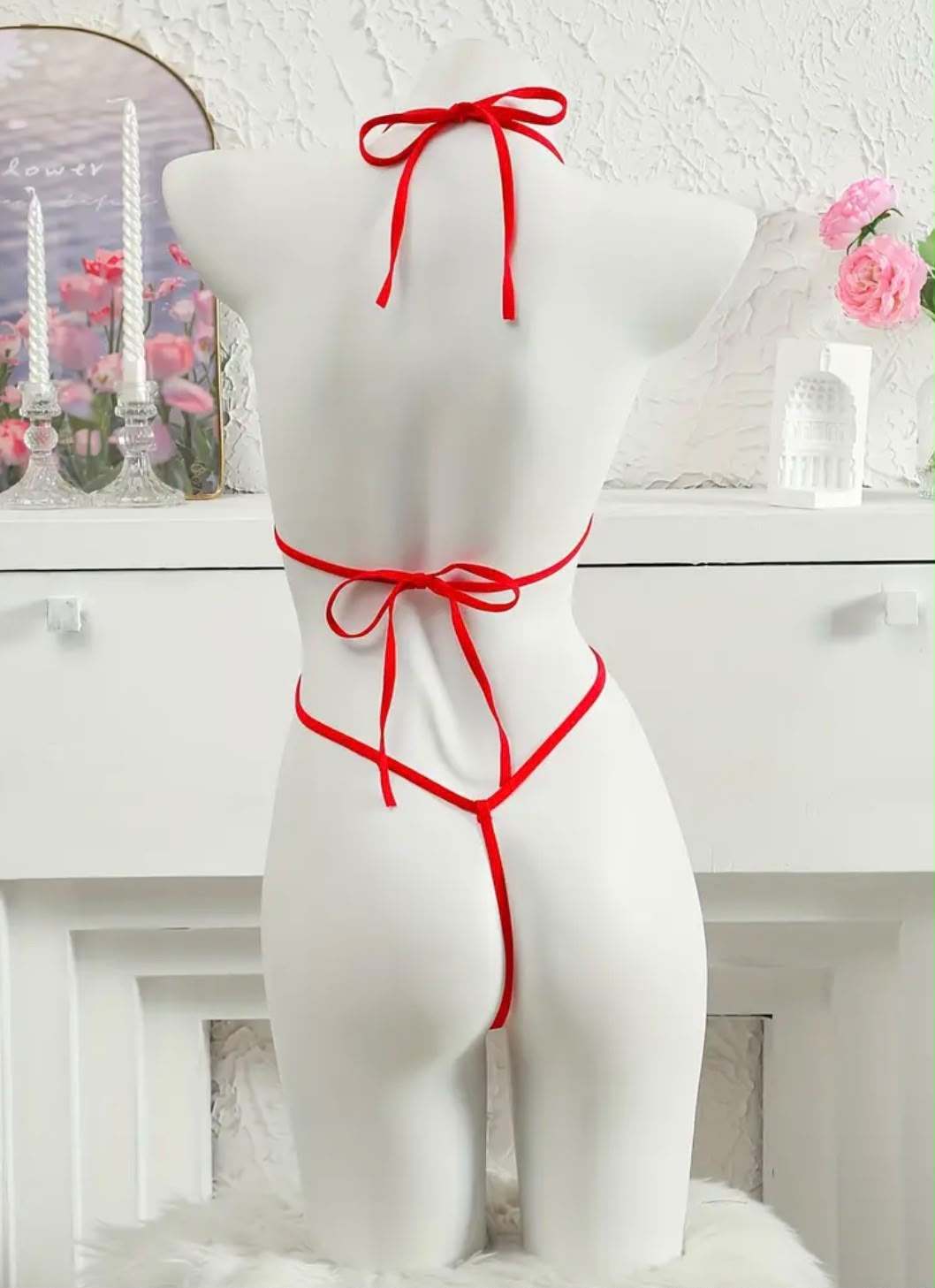 Crotchless Kiss Print Sheer Bodysuit