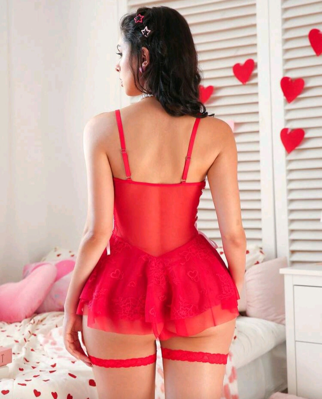 4 Pieces Lingerie Dress with G-String & Leg Ring