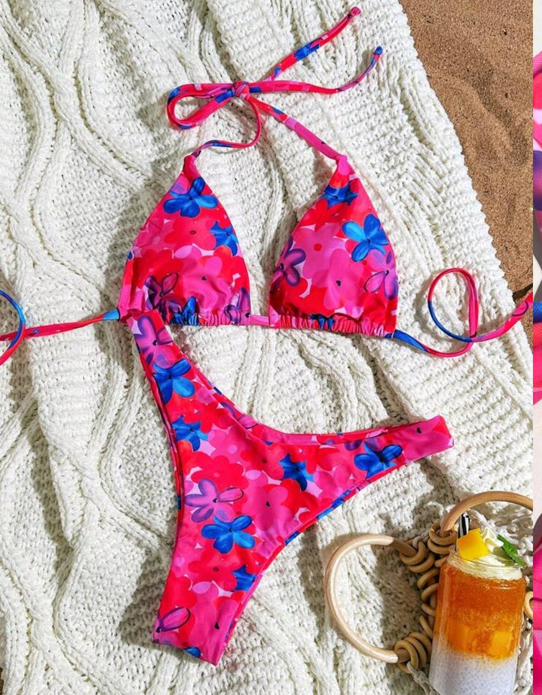 Floral Triangle Sexy Bikini Swimsuit