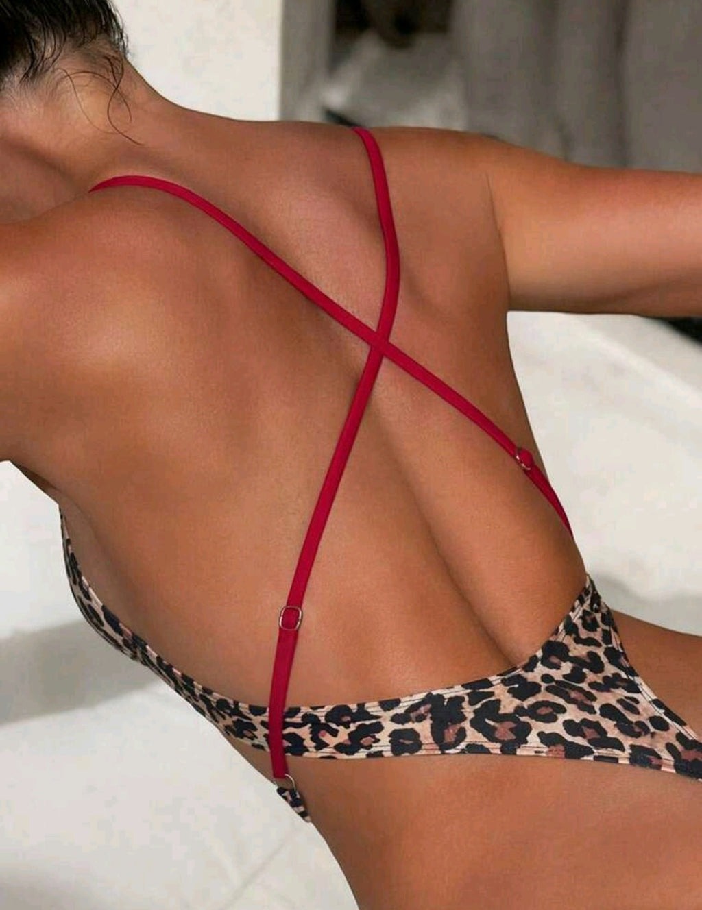 Leopard Print Push-Up One-Piece Bikini Swimsuit