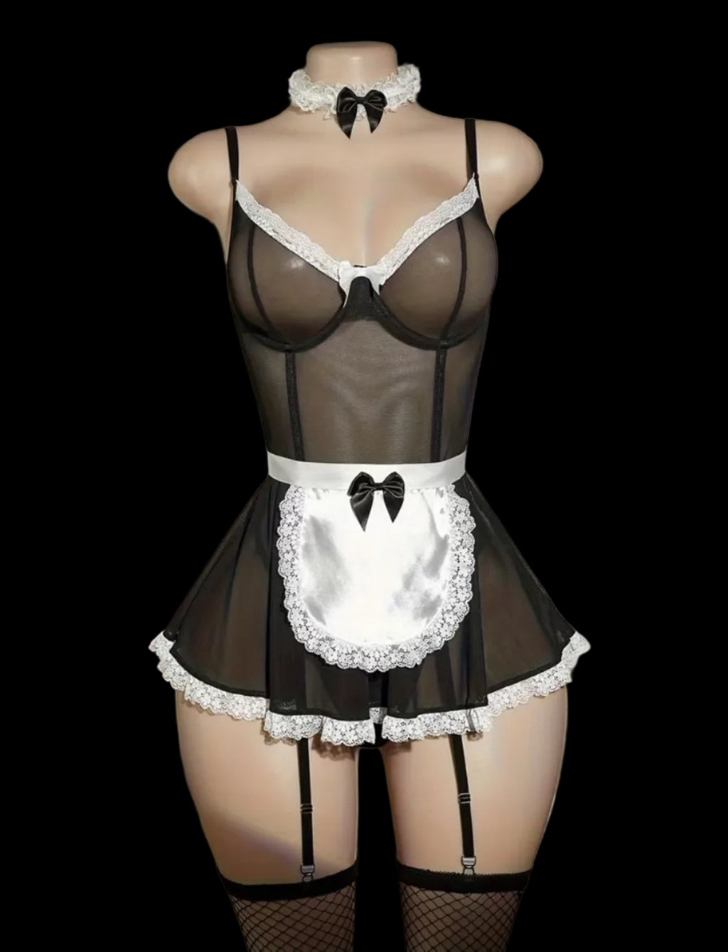 Sheer Maid Cosplay Lingerie Set
