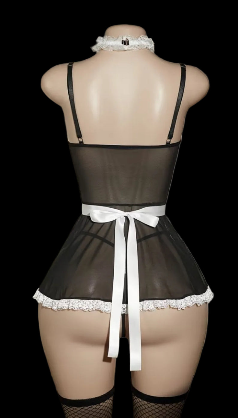 Sheer Maid Cosplay Lingerie Set