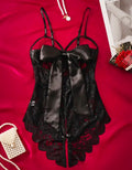 Crotchless Bow Tie Lace Teddy Lingerie