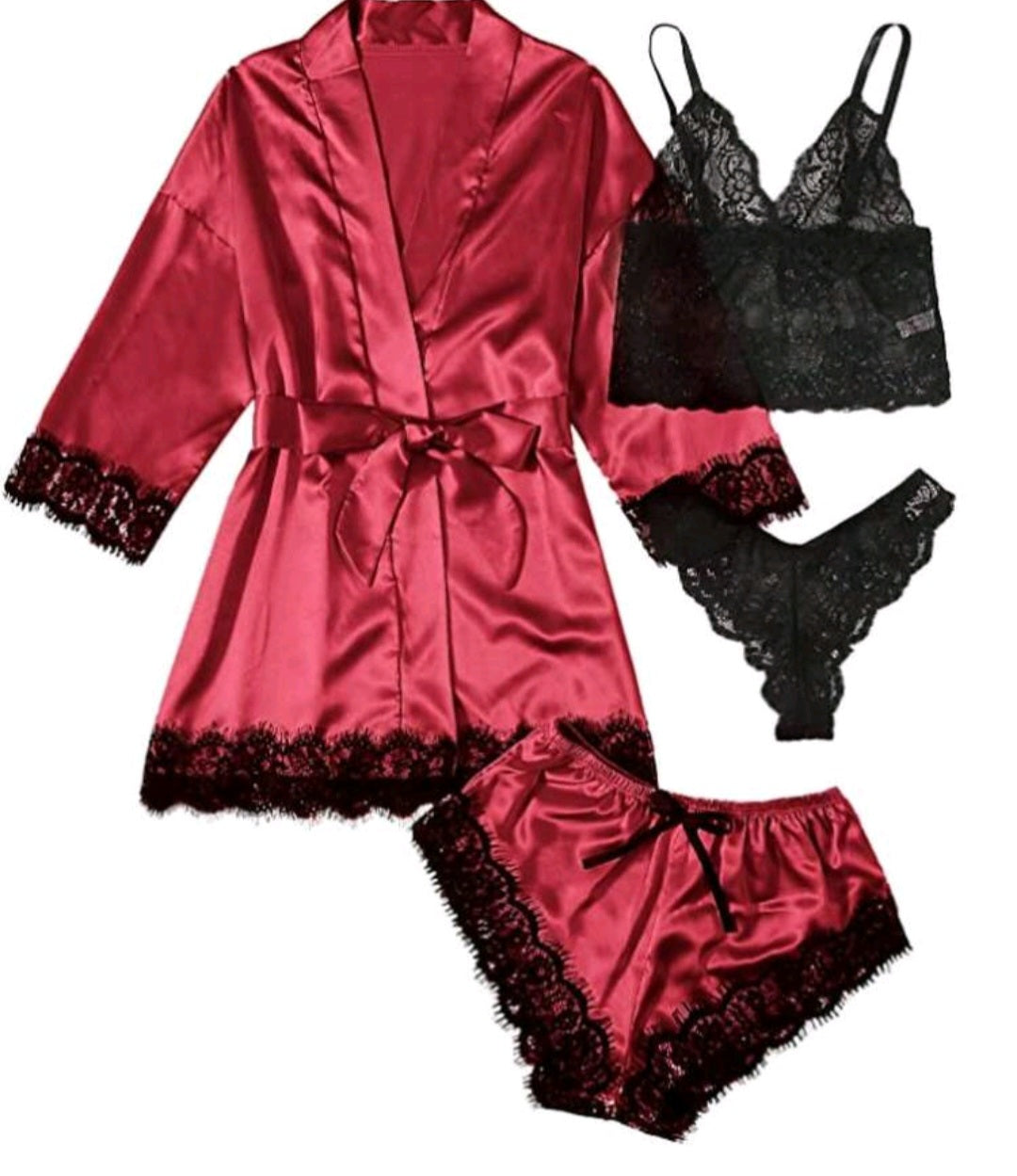 Bralette Set with Robe and Belt