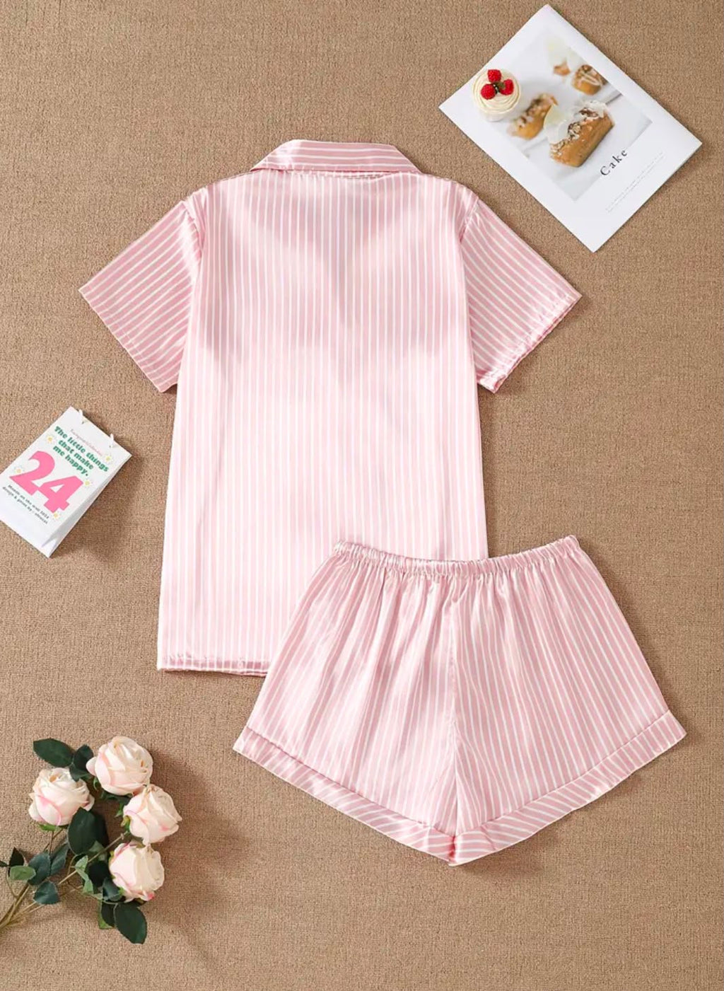 Satin Stripe Short Sleeve PJ Set
