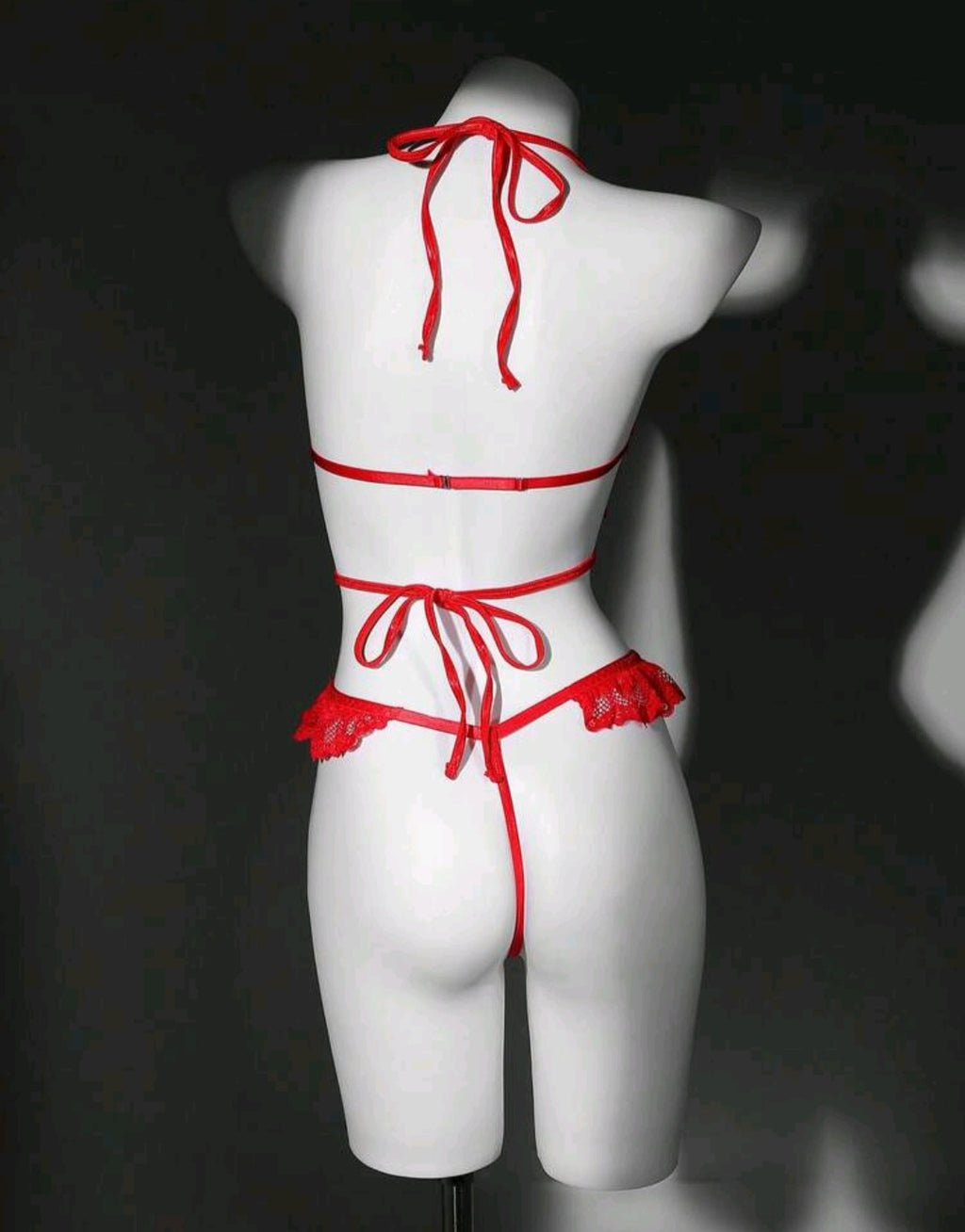 Red Lace Halter Teddy Lingerie Set