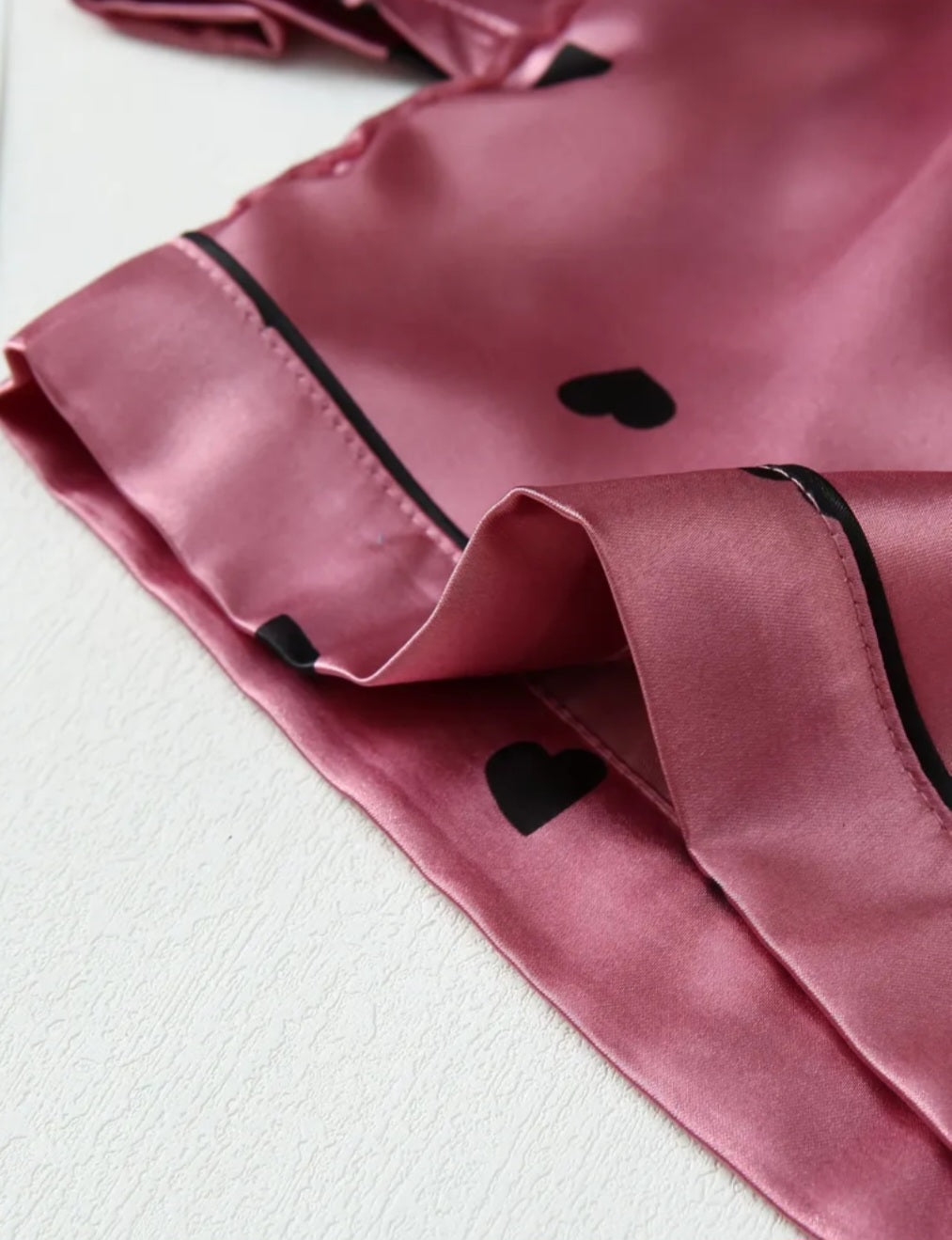 Silky Satin Heart Polka Dot PJ Set