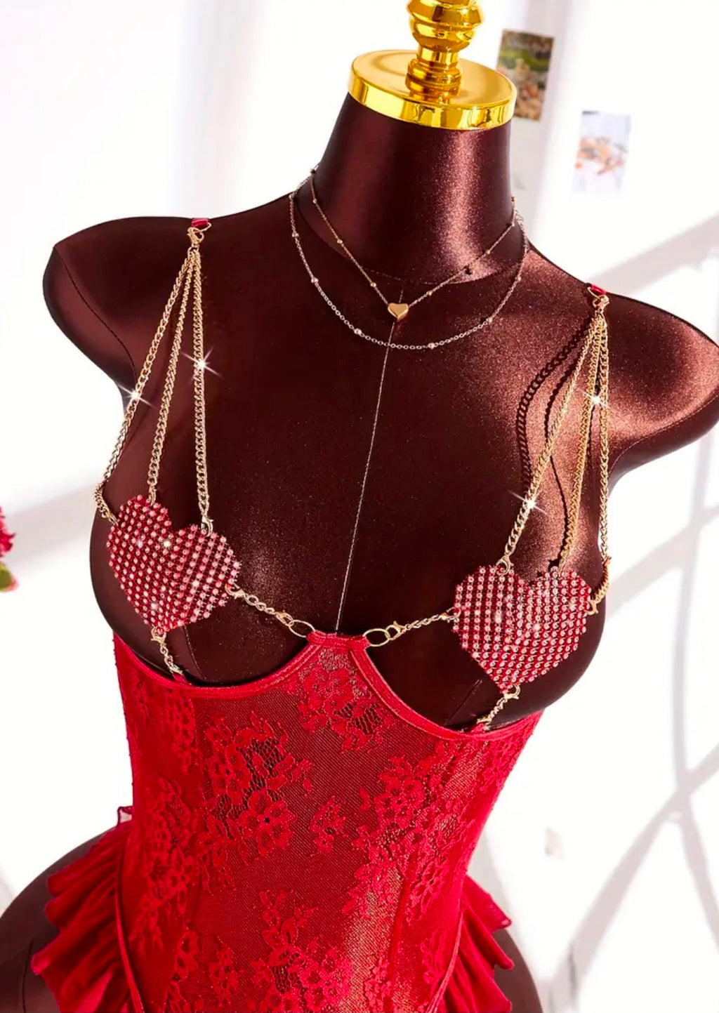 Diamond Alluring Rhinestone Crotchless Teddy Lingerie