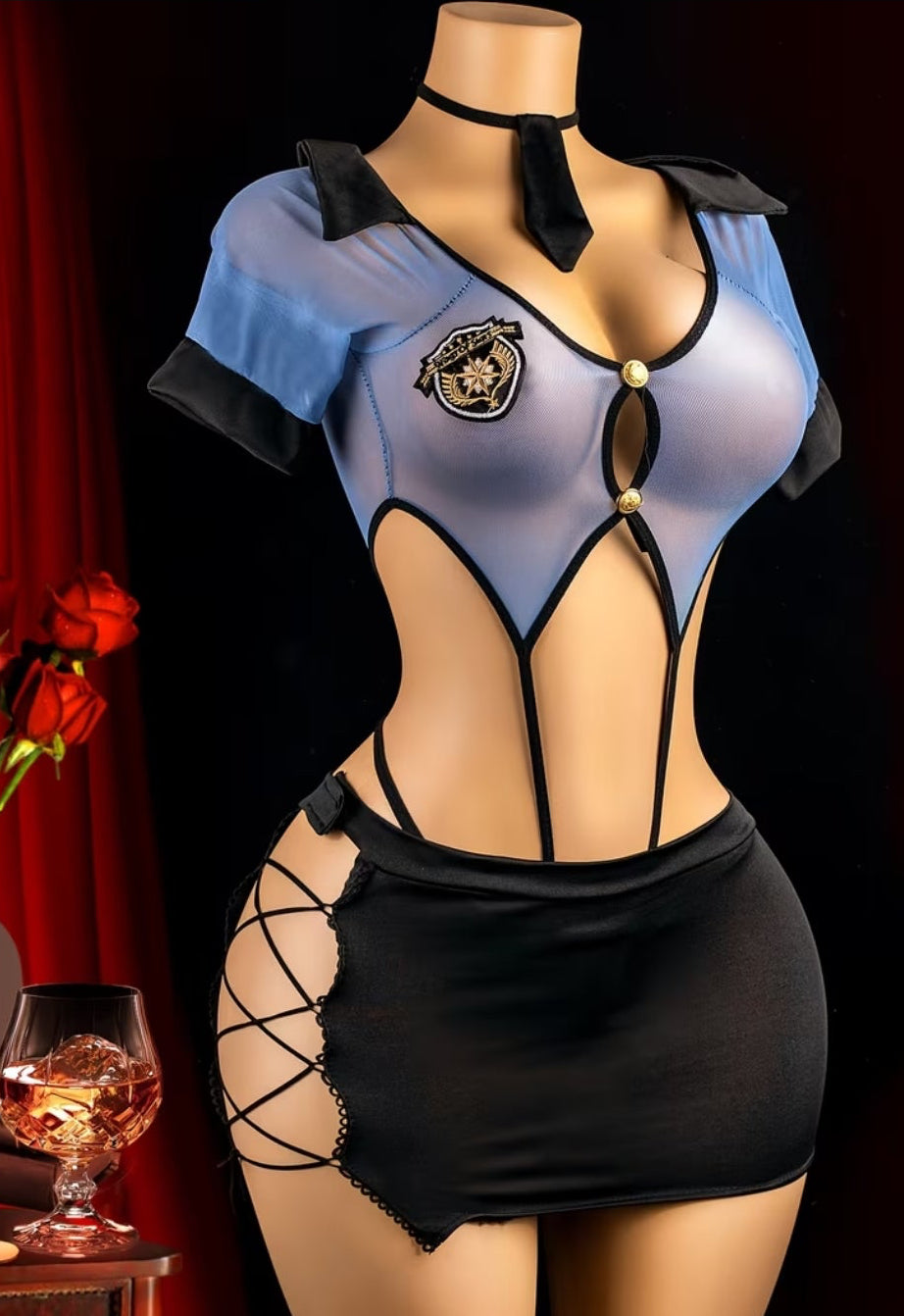 Semi Sheer Police Officer Cosplay Costume