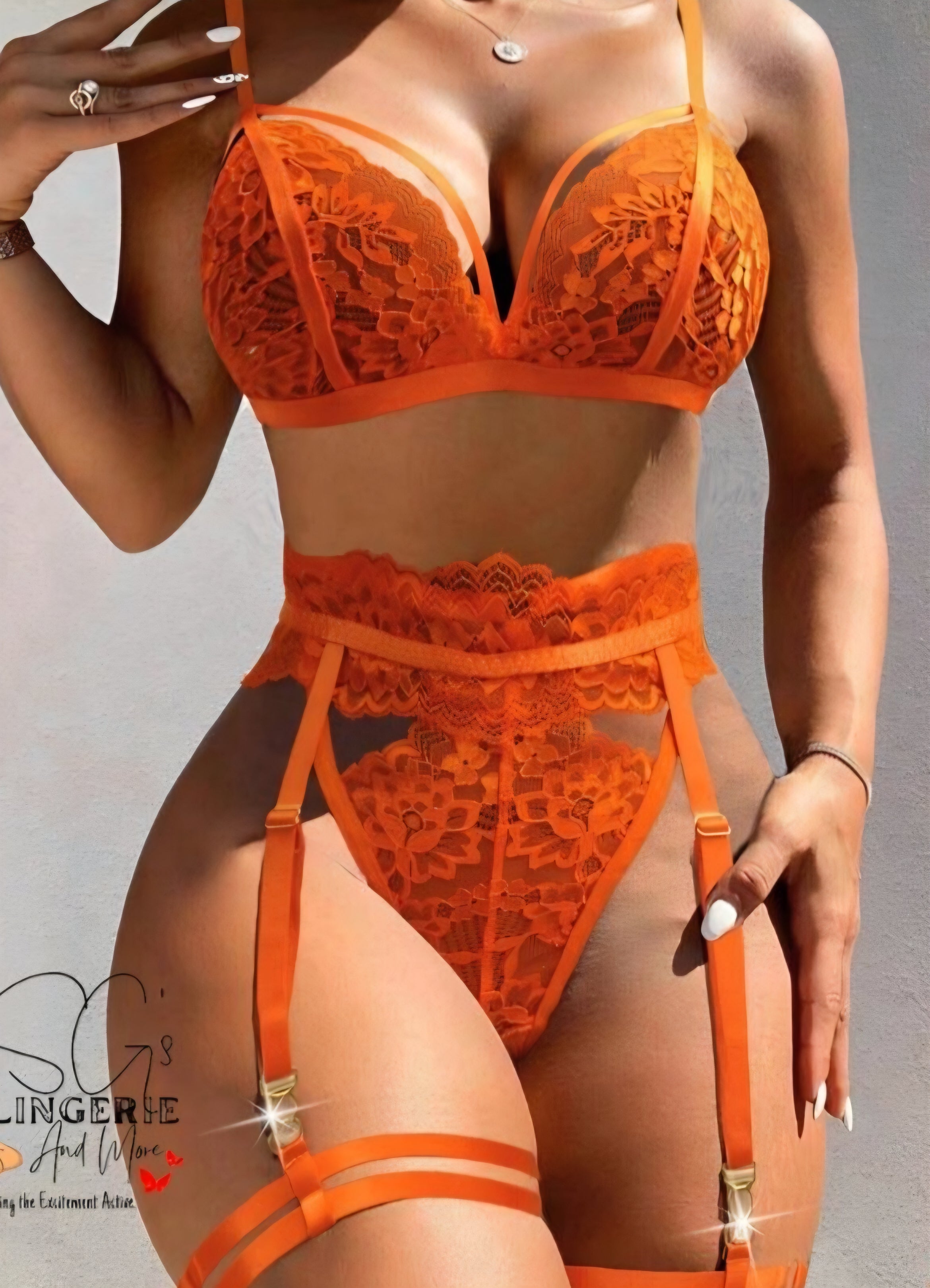 Lace Garter Lingerie Set