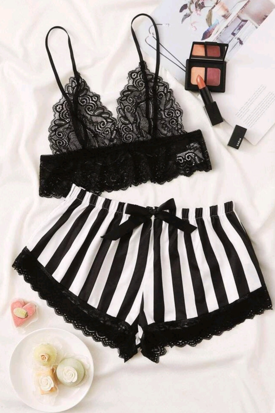 Bralette and Striped Shorts Lingerie