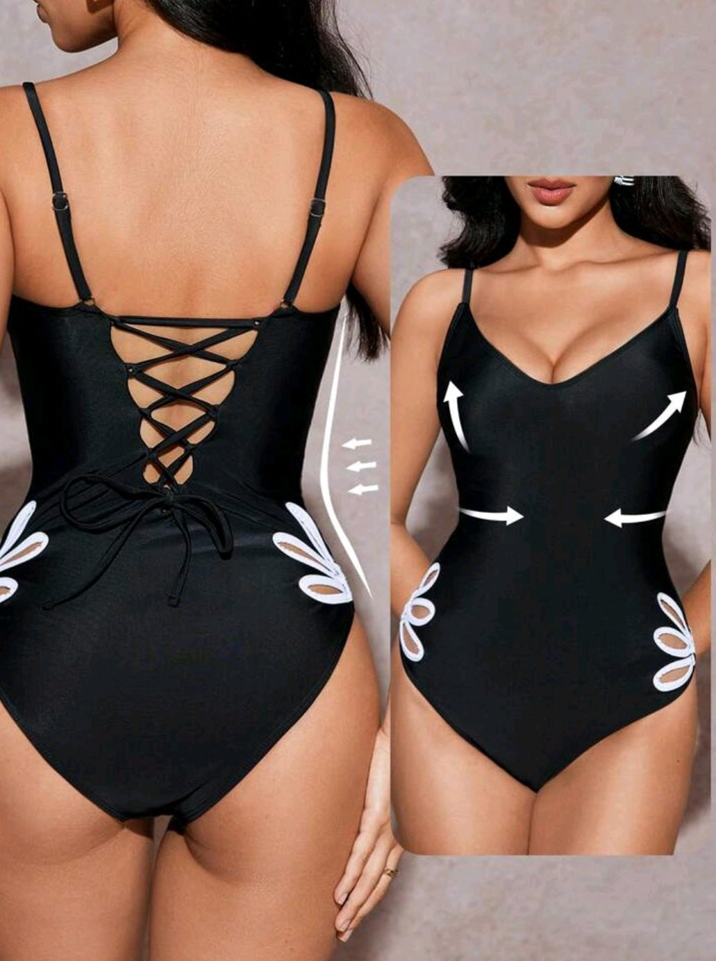 Side Floral Decor One Piece Swimsuit