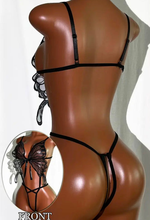 Butterfly Embroidery Teddy Lingerie