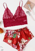2 Piece Satin Lace Lingerie