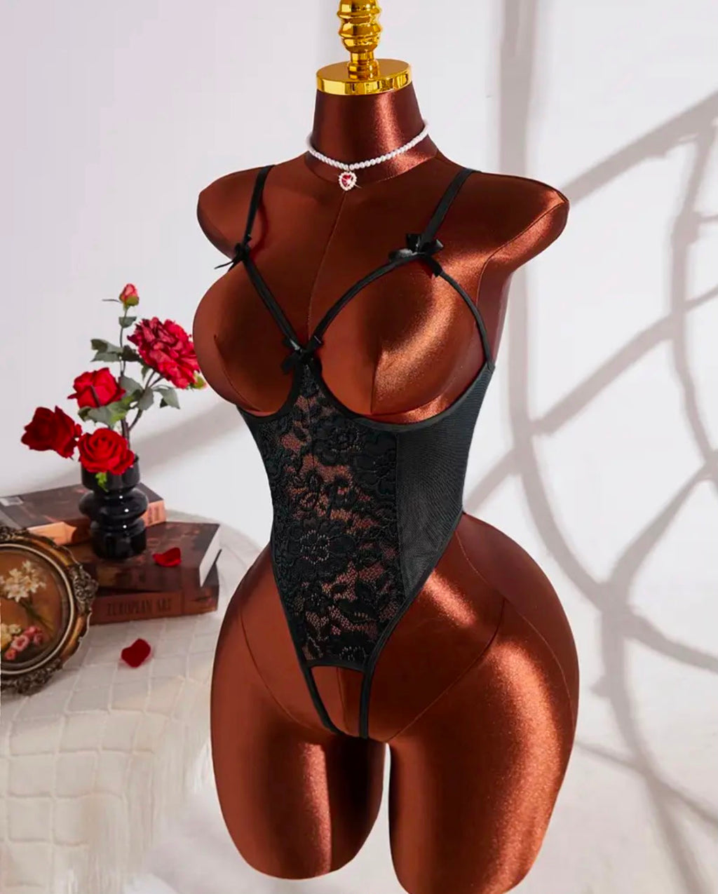 Crotchless Floral Lace Teddy Bodysuit