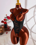 Crotchless Floral Lace Teddy Bodysuit