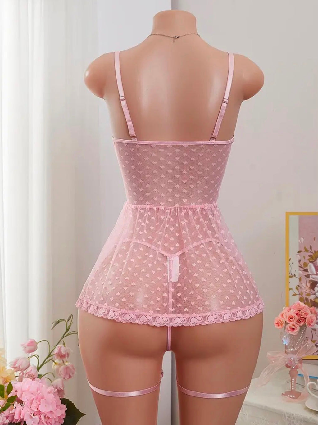 Plus Size Sexy Garter Babydoll Lingerie Set