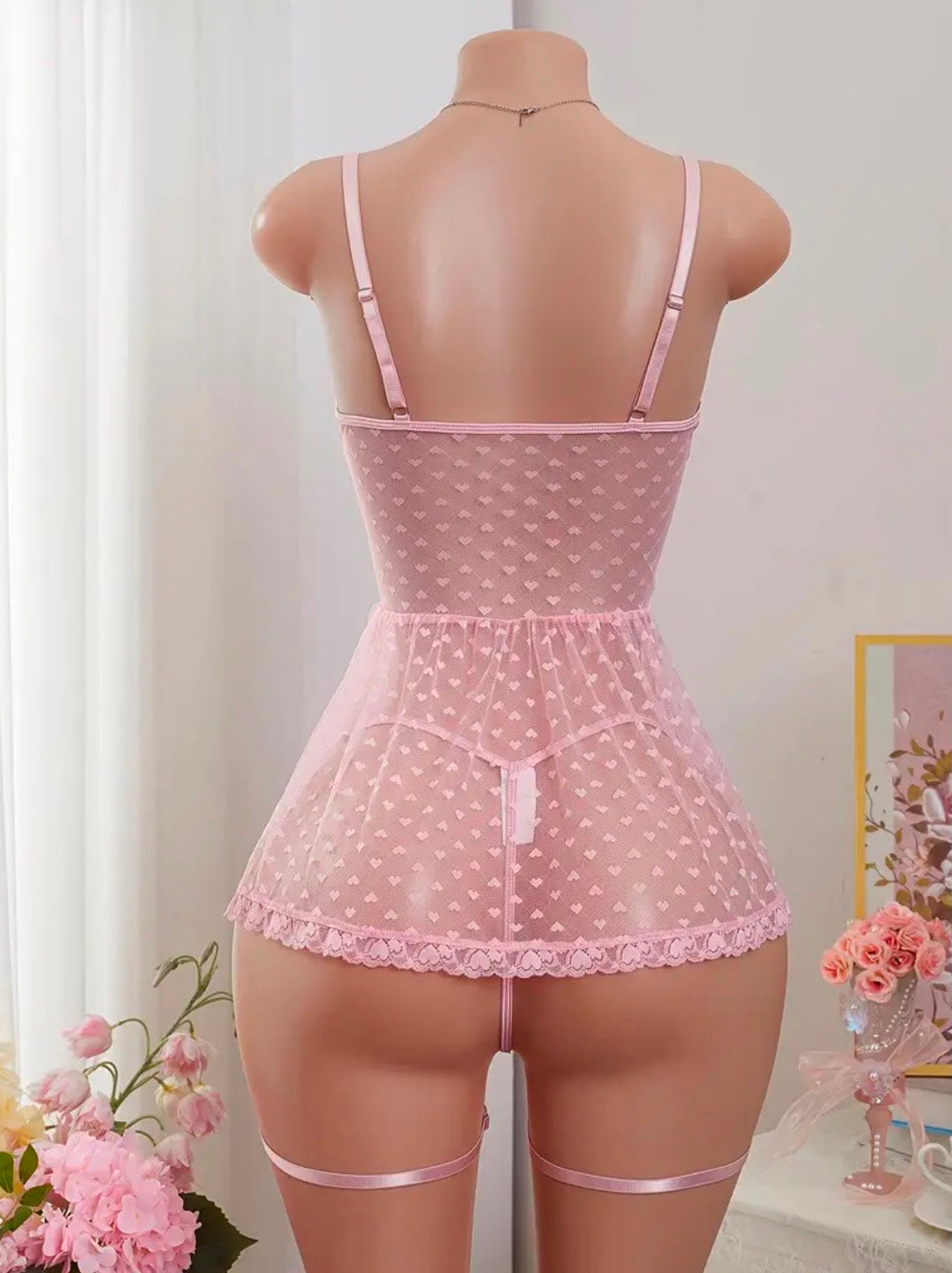 Plus Size Sexy Garter Babydoll Lingerie Set