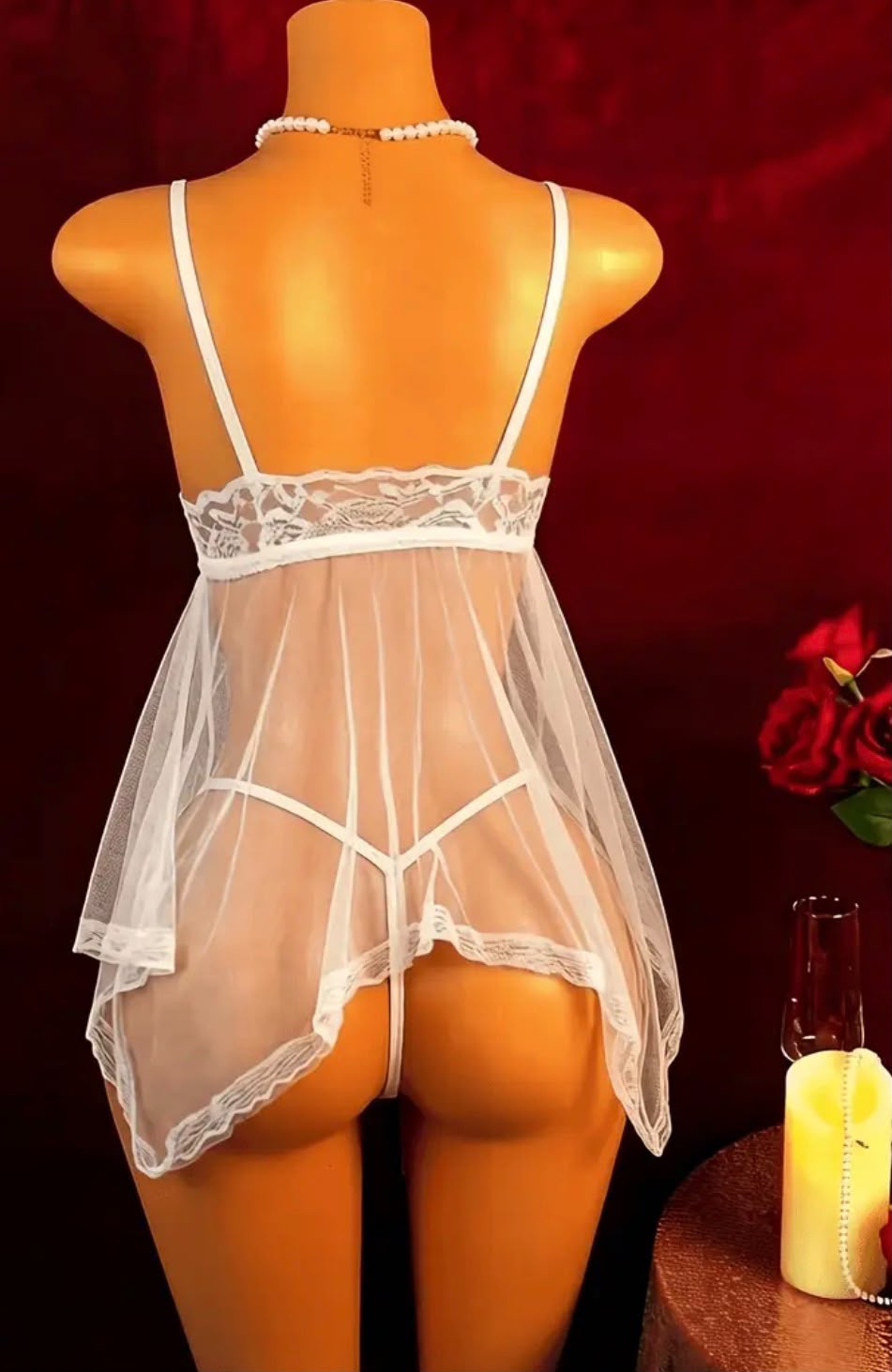 Lace Sheer Babydoll Lingerie with G-String