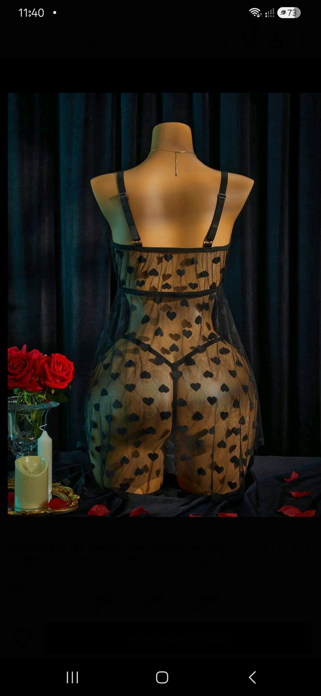 Heart Mesh Babydoll Set