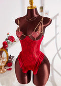 Diamond Alluring Rhinestone Crotchless Teddy Lingerie