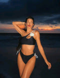 Flower Asymmetrical Neck Bikini Swimsuit