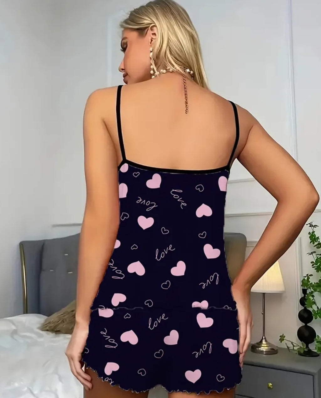 Love Heart Print PJ Set